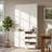 47.2" W White Pantry Cabinet with Hidden Mobile Cart