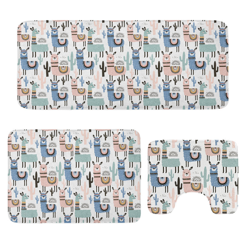  Multicolore ensemble de tapis en forme de U et de tapis rectangulaires Llama
