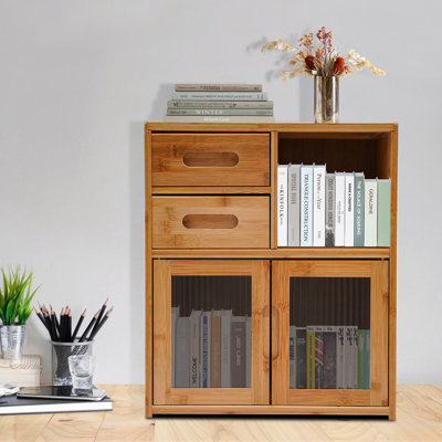 Armoire de rangement en bambou avec 2 tiroirs Brycie