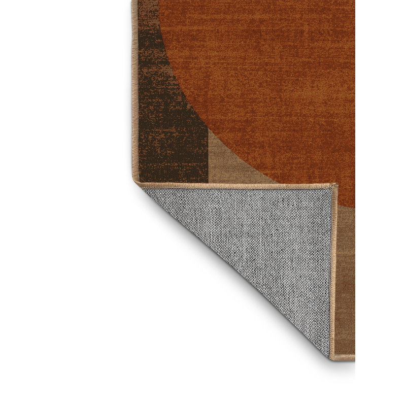 Tapis abstrait moderne et contemporain lavable à la machine Wyndmoor Thanksgiving en brun - reliure brun clair, 6 x 9