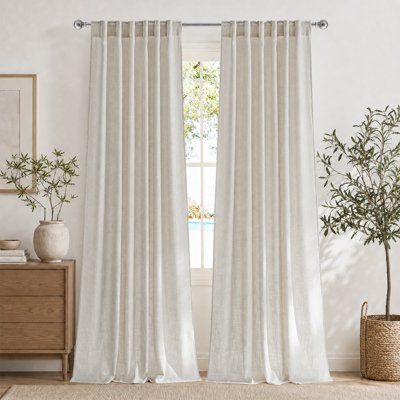  Linen Curtains for Bedroom/Faurmhouse 2 Panels, Thick Living Room Faux Linen Blend Privacy Window Drapes Rod Pocket & Back Tab with Light Filtering