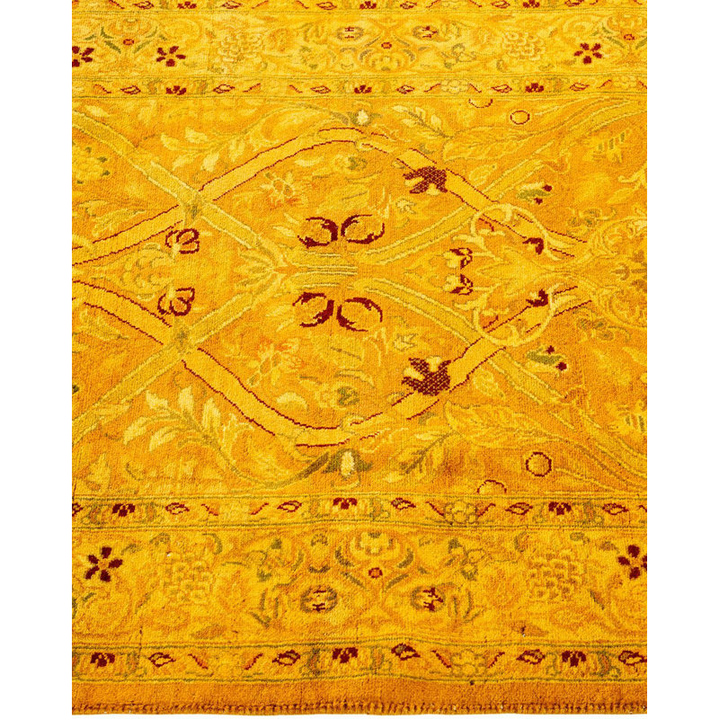 Hand-Knotted Yellow Wool Runner Rug 2' 6" x 9' 5"