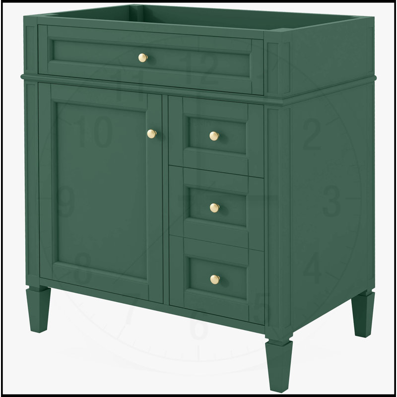 Bathroom Vanity without Top Sink, Green, 33" H x 29.3" W x 17.87" D