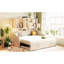 Lit de jour simple beige, rembourré avec lumières d'accoudoirs à DEL, armoires de rangement, lit gigogne escamotable, confortable pour accueillir des invités Lit de jour de taille beige, douces nuits douillettes-990926508