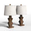 Ensemble de lampes de table 24 po en résine à intensité variable moderne en bois pour chambre à coucher avec table de chevet et protection USB-1892647010