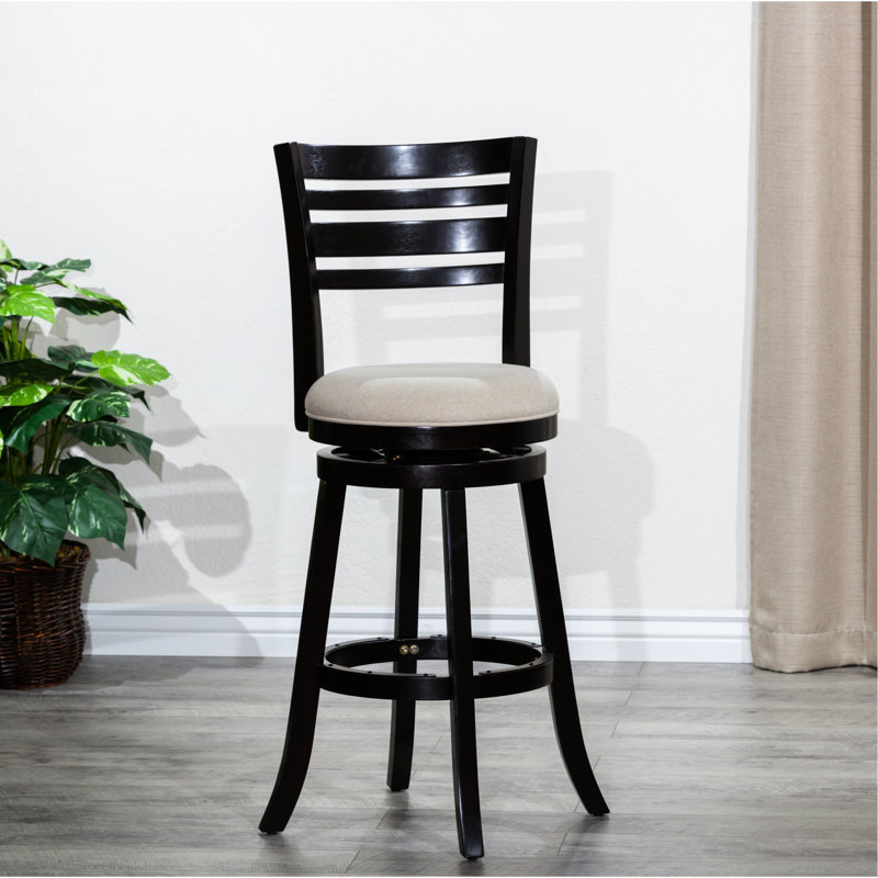 Tabouret de bar avec fonction pivotante, siège en tissu, tabouret en bois franc, tissu confortable et polyvalent