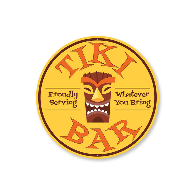 Tiki Bar Circle Sign, 18" H x 18" W