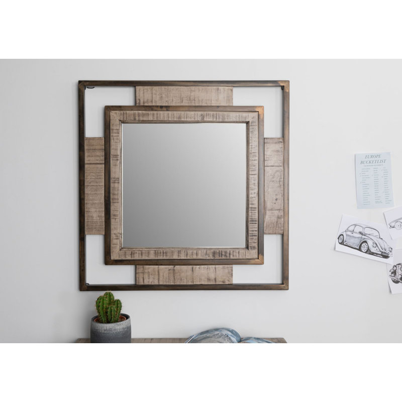 Heavy Industry Wood Wall Mirror, Brown