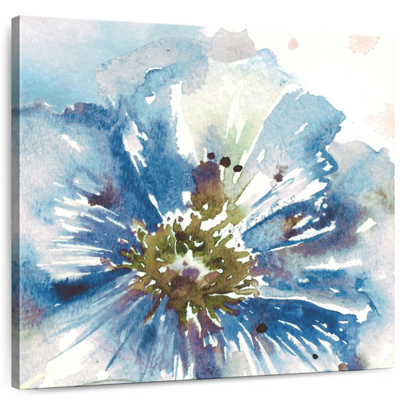 Harnek, aquarelle, bleu, coquelicot, gros plan, H 16 po x l 16 po