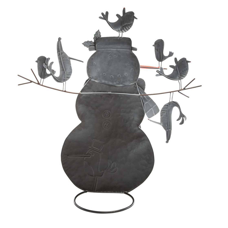 Snowman and Birds Garden Figurine