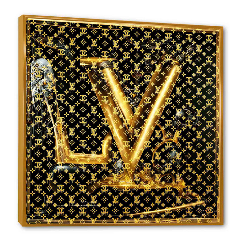 Luxury Brand Design I - Fashion Wall Art, 16" H x 16" W, Gold Floater Framed