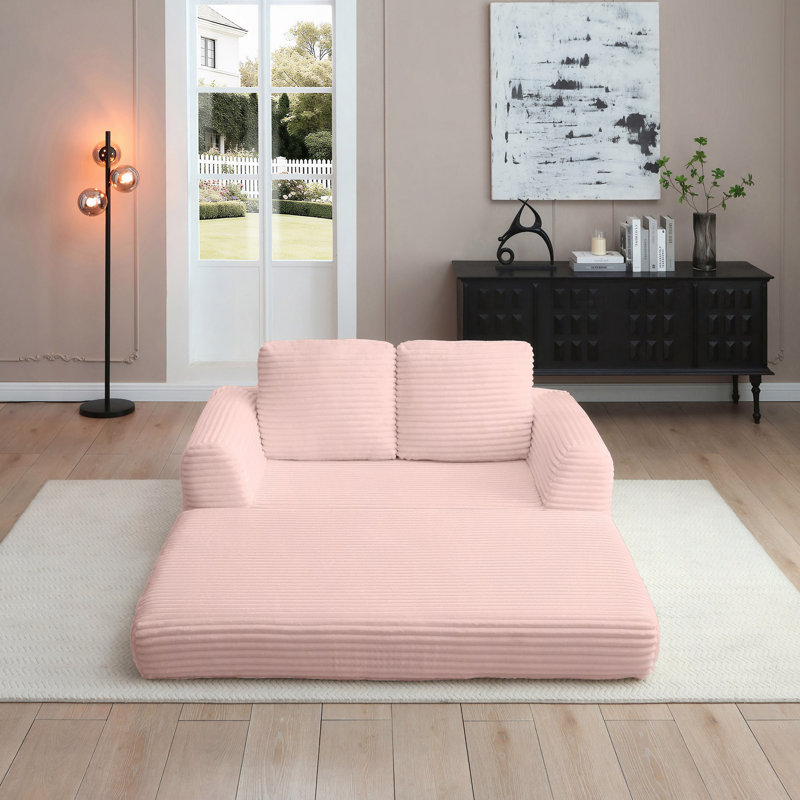 Canapé-lit pliant convertible 2-en-1, canapé-lit en velours côtelé avec 2 * coussins, causeuse modulaire rembourrée et désossée avec lit escamotable, canapé-lit pliant modulaire pour le salon