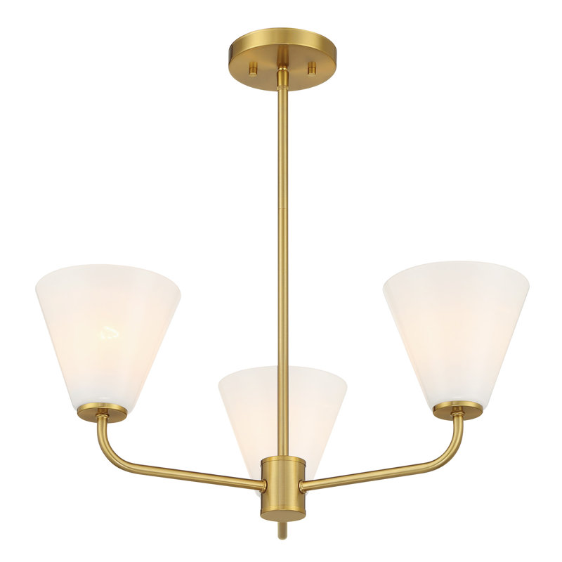 Lustre Hashimoto , H 9 po x l 24 po x P 24 po, Laiton, 3 lumières