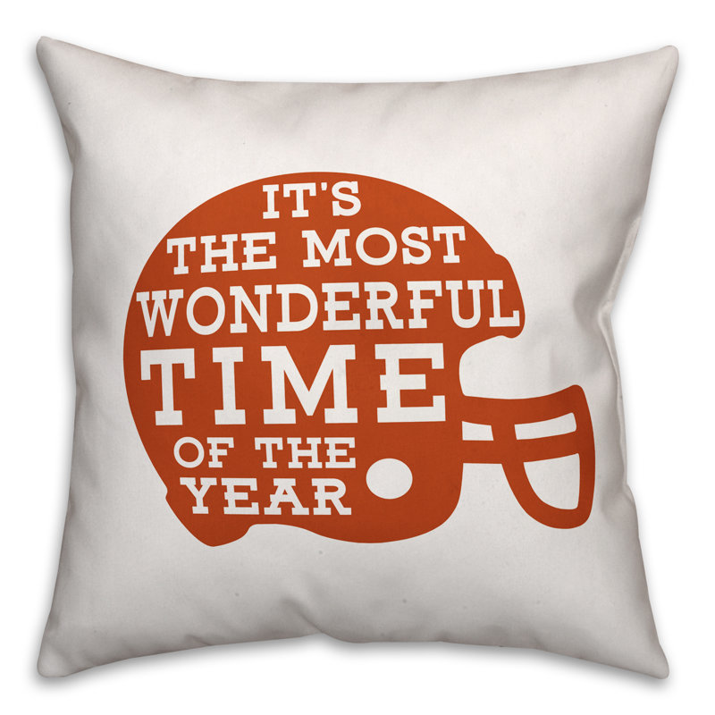  The Most Wonderful Time of the Year Football Season Indoor/Outdoor Throw Pillow, Orange