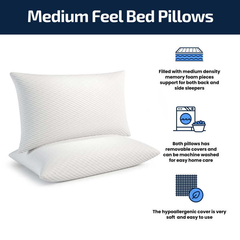 Memory Foam Soft-Medium Support Pillow, King