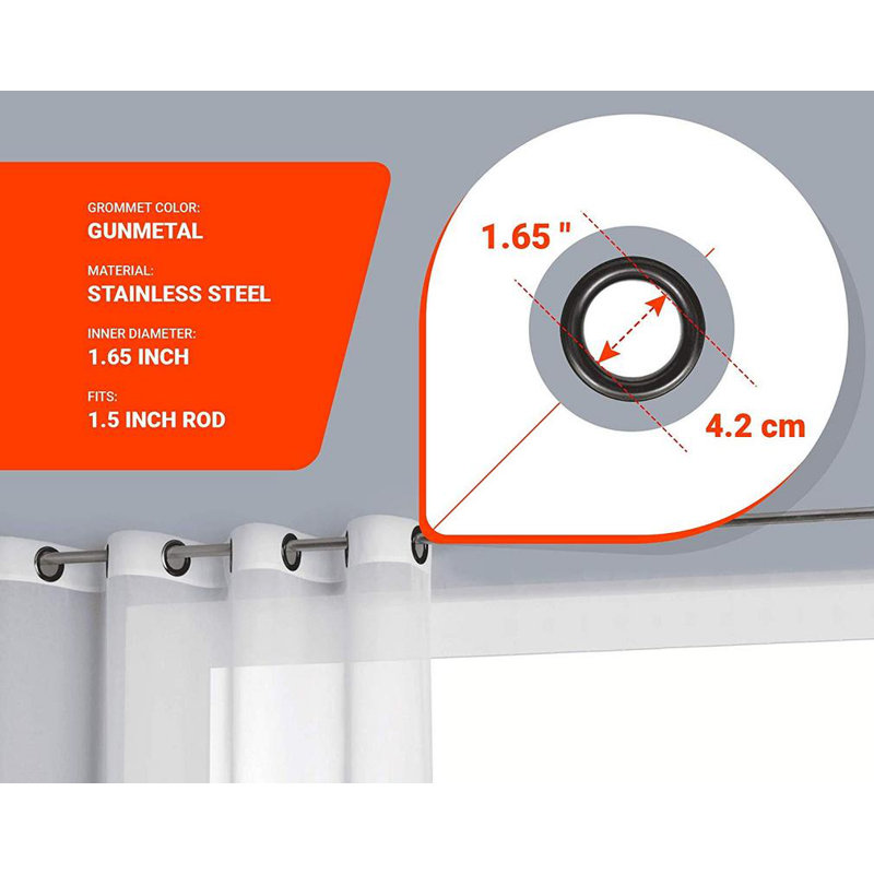 Panneau de rideau semi-transparent avec œillets Karina, Blanc, L 54 po x L 120 po