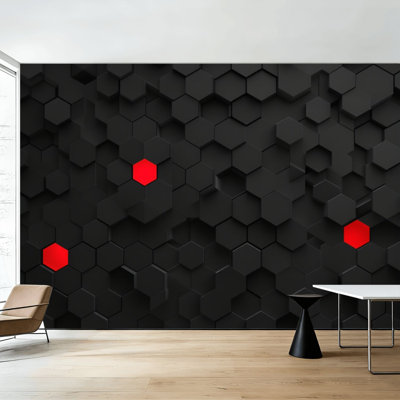 Peel and Stick Wallpaper Abstract hexagon futuristic Wall Murals 100"H x 144"W Removable PVC Wall Paper Self-Adhesive Wall Decor for Bedroom Living Room Home Office