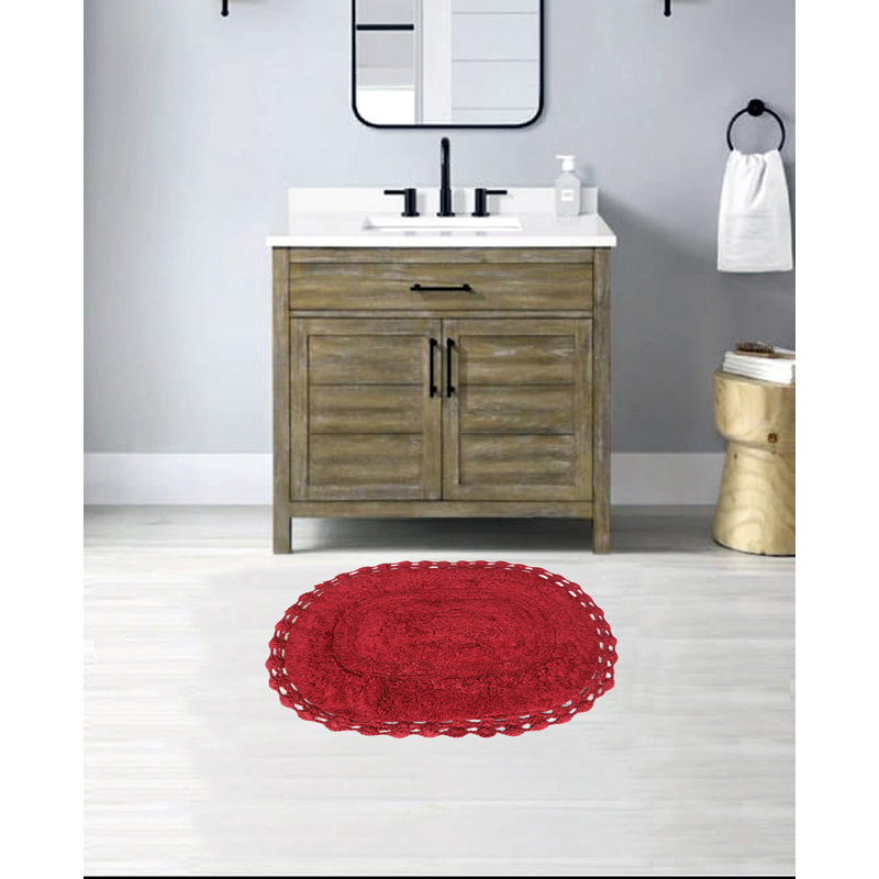 Schrick 100% Cotton Non-Slip Bath Rug, Red