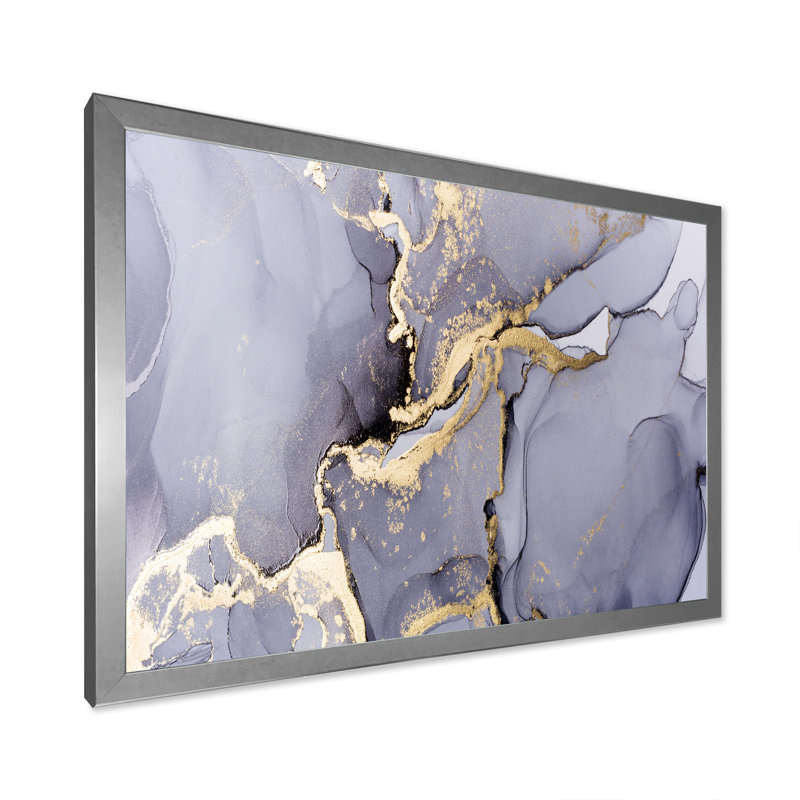 «Mauve et or liquide», impression sur toile, H 12 po x l 20 po x P 1 po, Cadre photo argenté