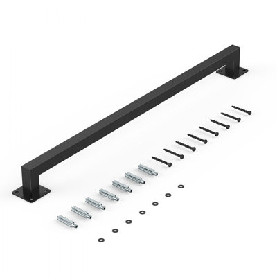 Rambarde d'escalier murale, 91 cm, en fer noir, pour intérieur, capacité de charge de 113 kg, 2 sections, style industriel, tube carré pour mezzanine, porche ou terrasse.