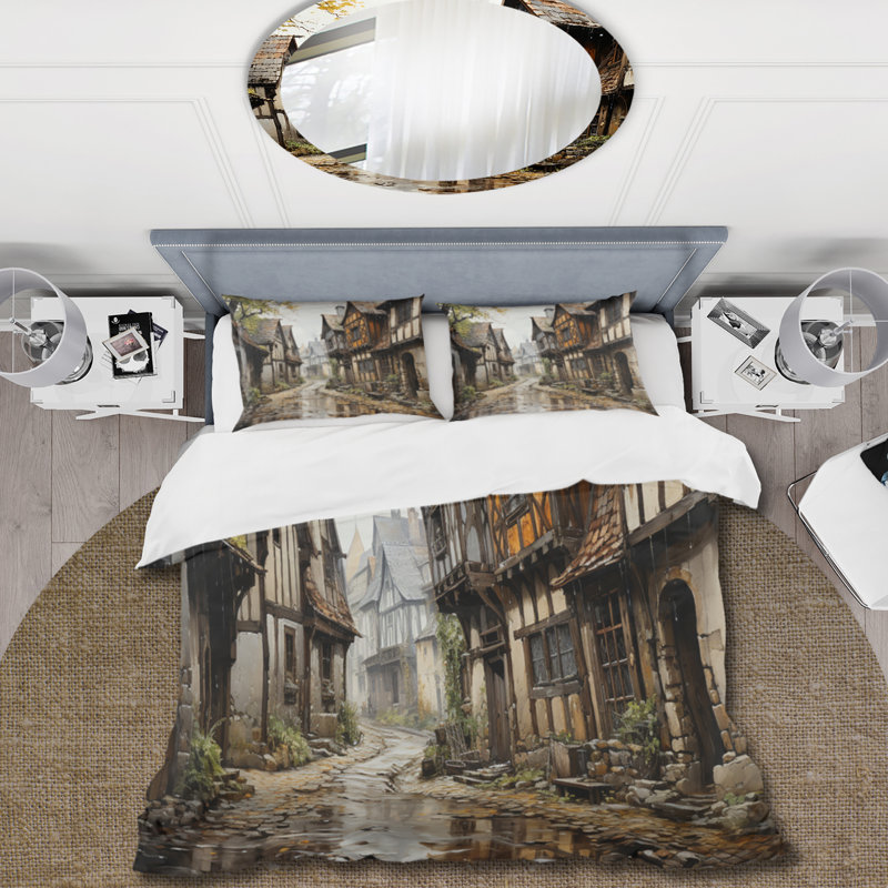 Suède, ensemble de housse de couette en microfibre / polyester Visby, Housse de couette pour grand lit et 2 taies décor