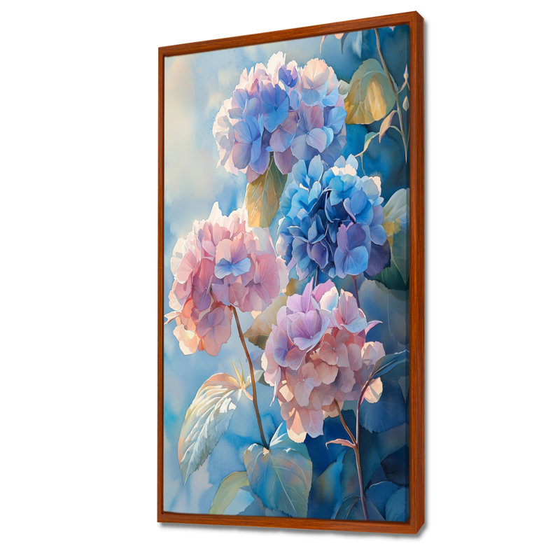 Hydrangeas In The Morning Light II - Hydrangea, reproduction d'art sur toile encadrée, H 60 po x l 28 po, Brun