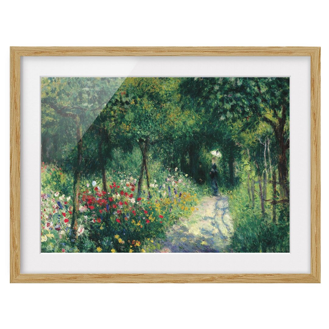 Gerahmtes Poster Frauen im Garten von Pierre-Auguste Renoir