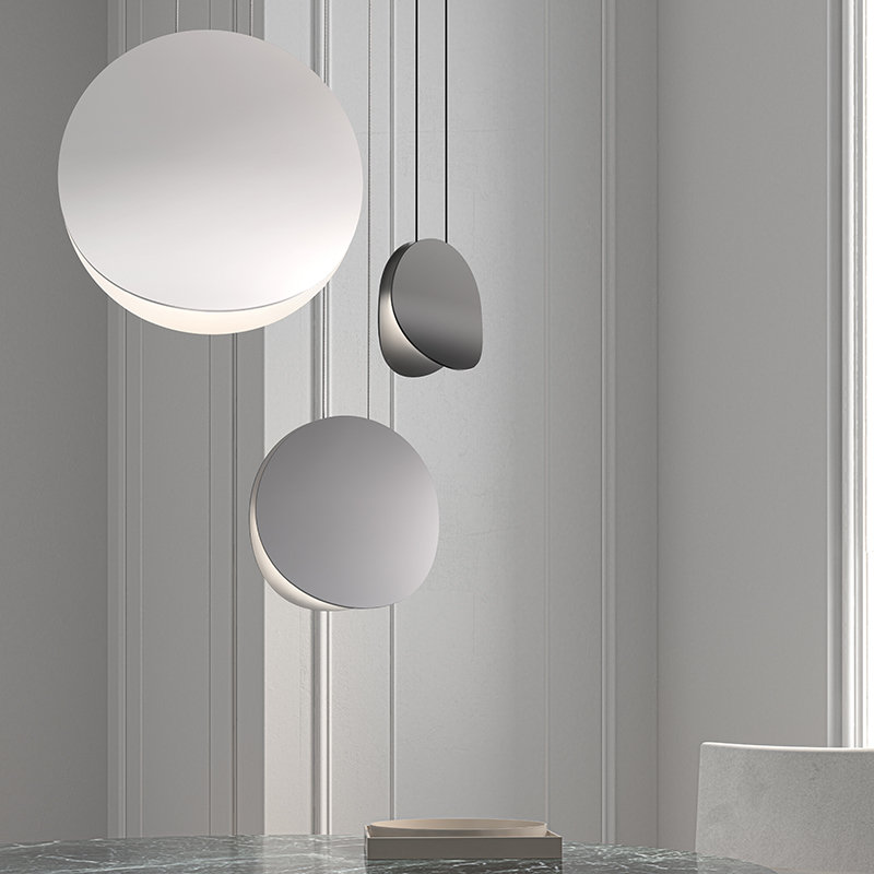 Malibu Discs 1 - Light LED Unique/Statement Pendant, Dove Gray, 10" H x 10" W x 4.75" D