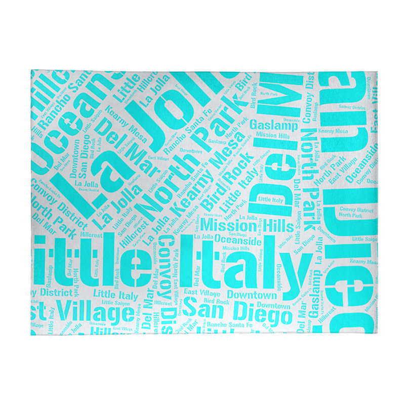 Tapis de zone cyan à tissage plat poils longs, Rectangle 2 pi x 3 pi
