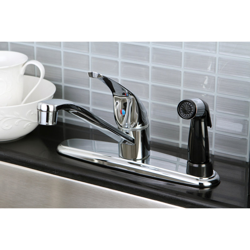 Kingston Brass Chatham One-Handle 3-Hole 8" Centerset Kitchen Faucet with Side Sprayer