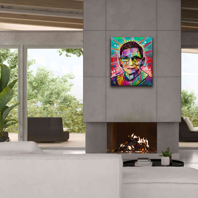 «Ruth Bader Ginsburg» par Dean Russo, art mural sur toile, H 30 po x l 26 po x P 1,5 po