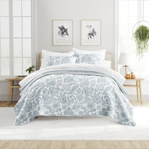 Saltwater Blue Standard Cotton Reversible Quilt Set