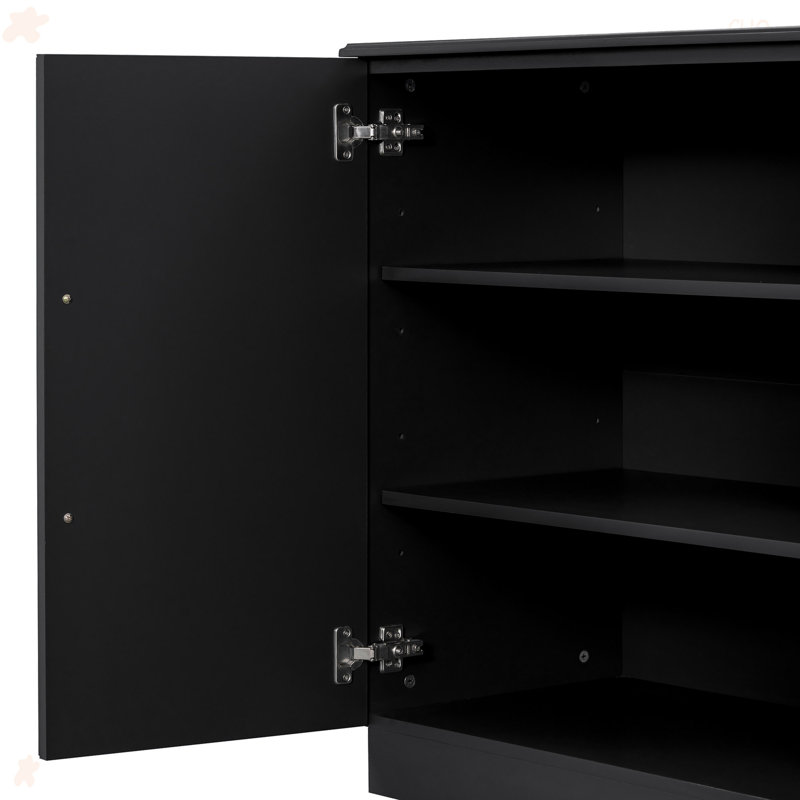 Sideboard With 4 Doors Large Storage Space Buffet Cabinet, Black