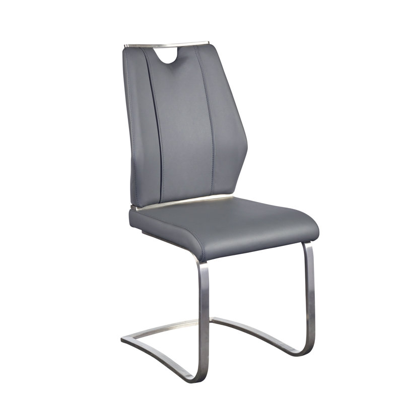 Gingerich Faux Leather Upholstered Metal Side Chair, Gray