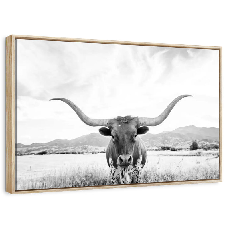 Longhorn Texas BW, Cadre flottant en bois naturel, 46 po x 31 po