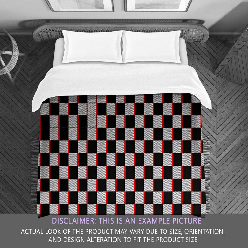 Polyester Comforter, Twin Comforter, Black/Red Checkered