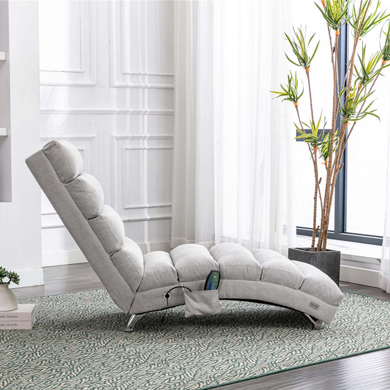 Chaise longue en lin, Gris clair