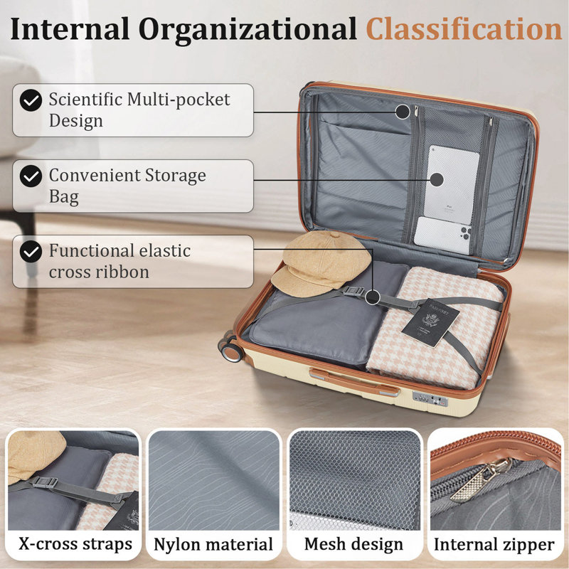 Luggage Sets 4 Piece(14/20/24/28) PP Lightweight & Durable Expandable suitcase