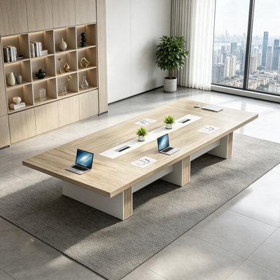 Modern Rectangular Conference Table, Professional Office Meeting Table for Conference Room, Meeting Room, Training Room and Workspace