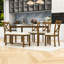 Ensemble de salle à manger 6 pièces Gilverto, table rectangulaire en bois et banc et chaises rembourrées à dossier en X-814974864