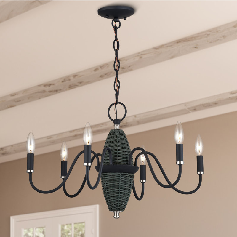 Lustre noir 6 lumières Laurelin, Noir mat