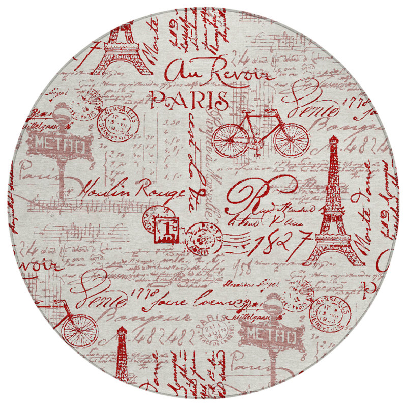 Tapis de fantaisie Husby ACN2209 intérieur / extérieur lavable à la machine, Rond 8 pi