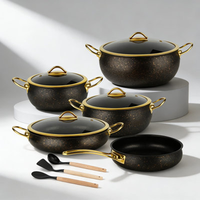 12-Piece Stainless Steel Cookware Set, 5-Ply Fully Clad Nonstick Pots And Pans Set With Stay-Cool Handles, Induction Compatible, Stackable And Space-Saving Design