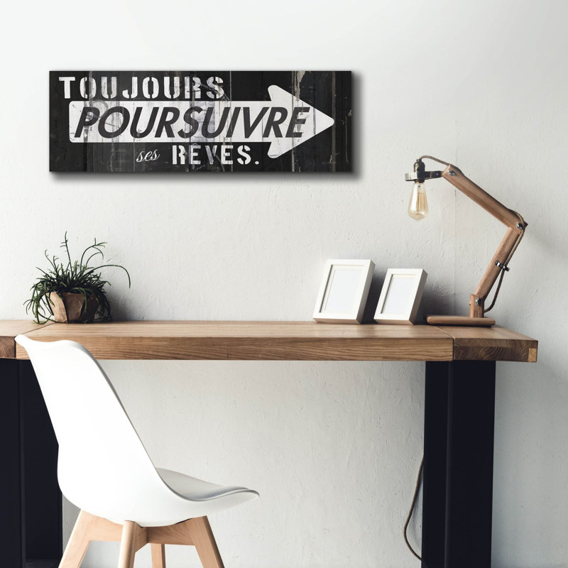 «Toujours Poursuivre Ses Reves» par Mike Schick, art mural sur toile, 36 po x 12 po