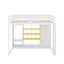 Lit mezzanine en bois pleine grandeur avec garde-robe, tablettes et armoire-118032702