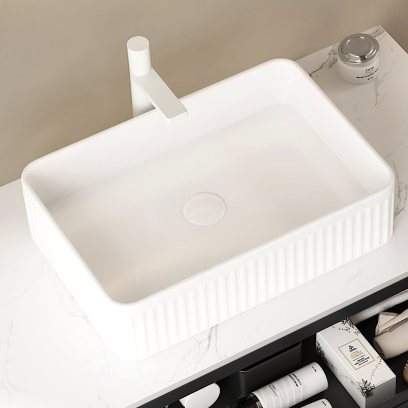 Comptoir en marbre artificiel 36 po, blanc - robuste et pratique, résistant aux rayures, à l'eau, au feu et facile à nettoyer