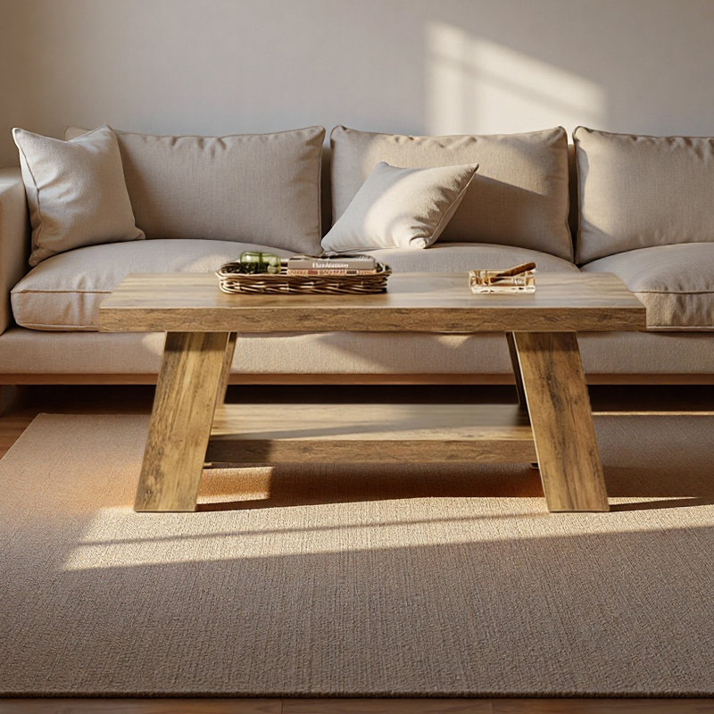 Rustic Tea Table,Spacious Coffee Table,2-Tier Center Table