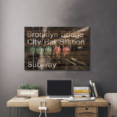 NYC Subway Station I by Luke Wilson - Unframed Graphic Print on Wood