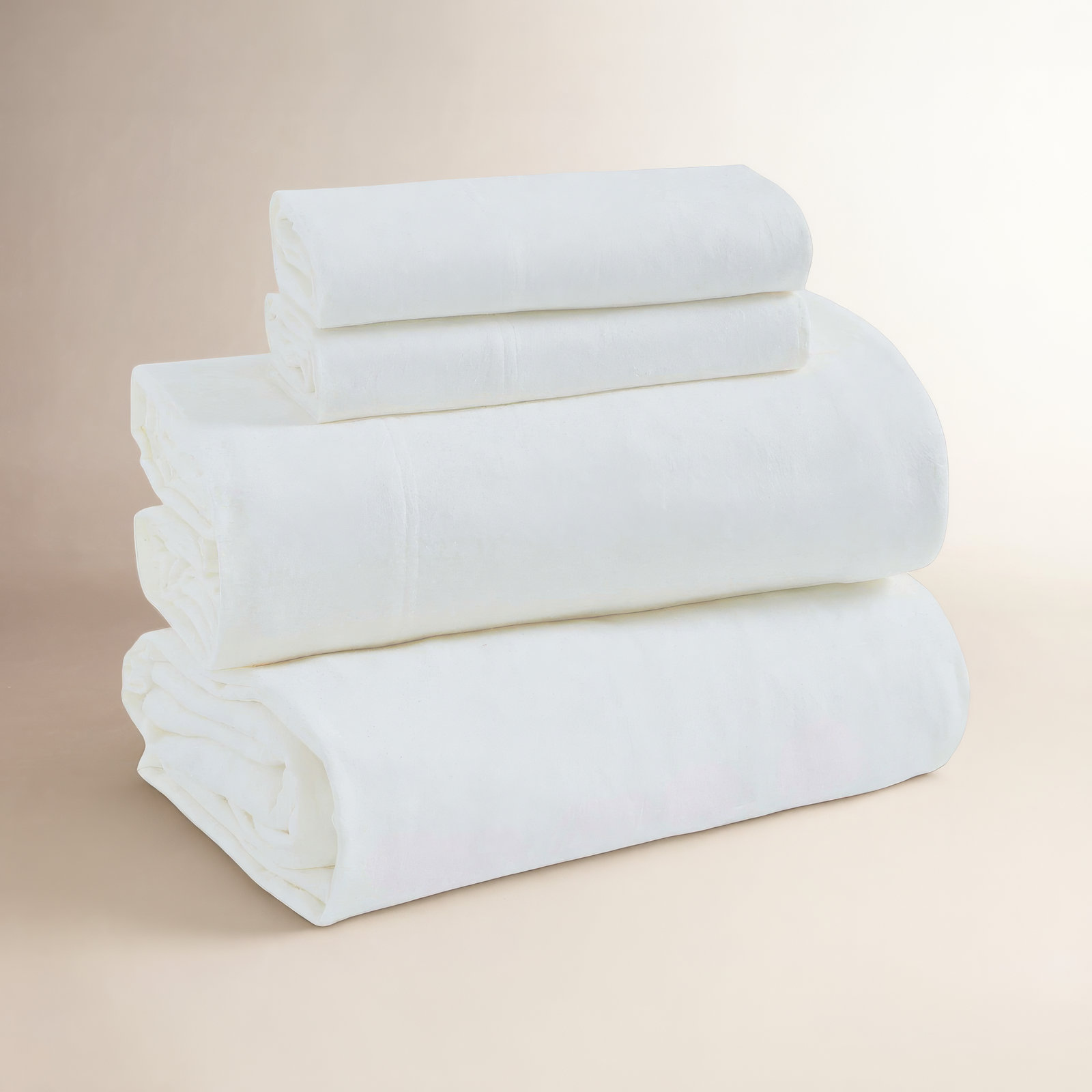 Rome 100% Flannel Cotton Solid Fuzzy Warm Deep Pocket Sheet Set, Twin Sheet Set with 1 Pillowcase, Ivory