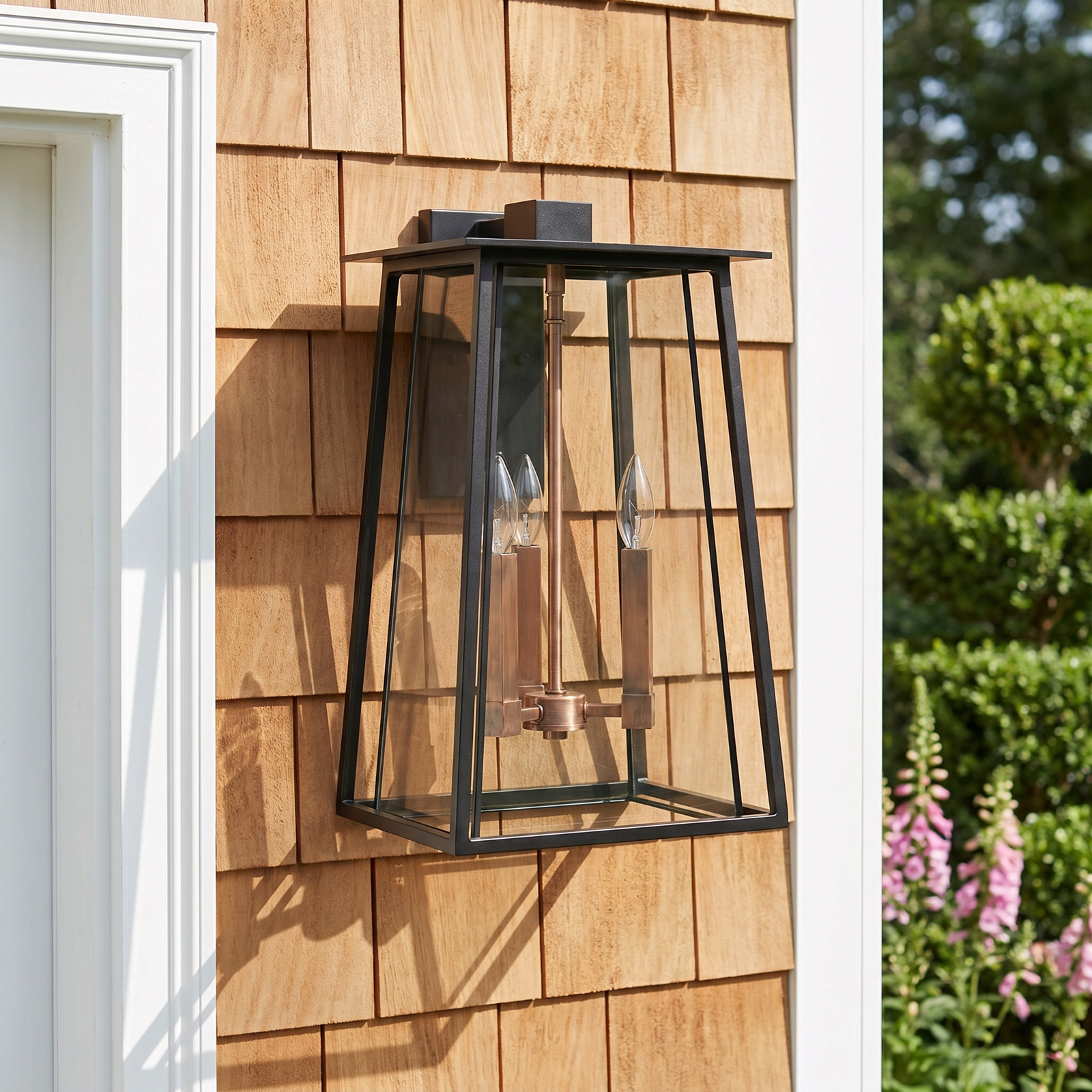 Integrated LED Outdoor Wall Lantern, Black